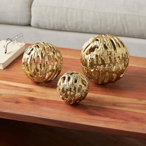 Gold Aluminum Metal Metallic Cutout Orbs and Vase Filler (3- Pack)