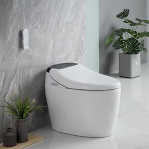 One-Piece 1.28 GPF Single Flush Elongated Toilet Bidet in White with Auto OpenandClose, Remote Control