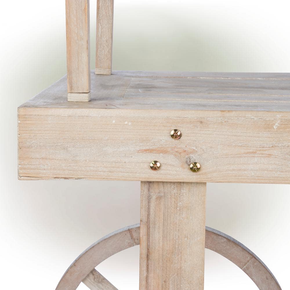 Rustic Multi-Color Wooden Garden Cart Display with Wheels