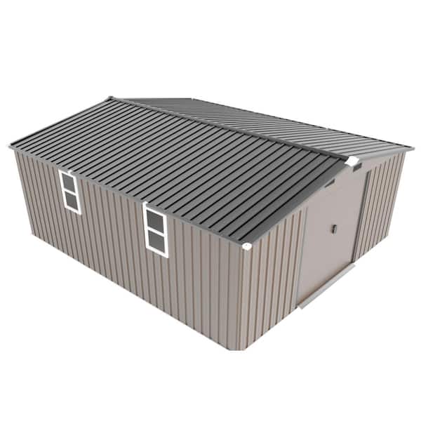 10 ft. x 12 ft. Metal Storage Shed with Two Windows and Protective Film in Brown(120 sq. ft.)