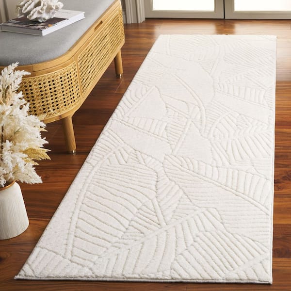 Versailles 3 ft. x 8 ft. Ivory Tropical Botanical Washable Runner Rug