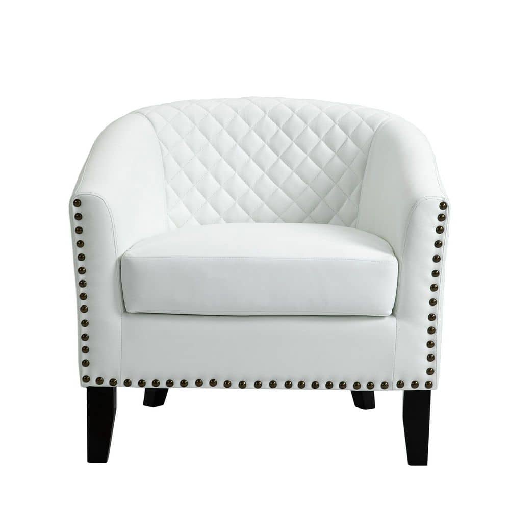 独特な店 Uixe 29 in. Modern White Upholstered Faux Leather Arm Chair ダイニングチェア