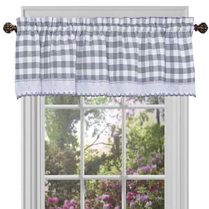 Buffalo Check 14 in. L Polyester/Cotton Window Curtain Valance in Grey