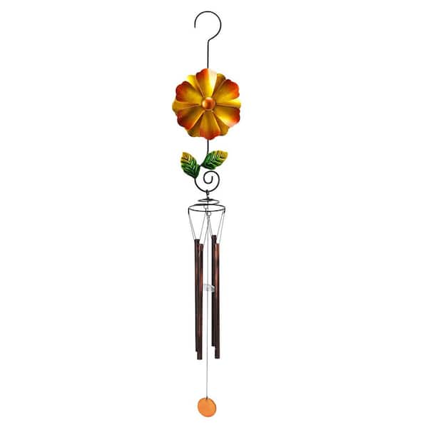 37 inch Outdoor Windmill and Wind Chime,Rotary Windmill & Musical Wind Chime Combination,Orange,For Outdoor,Yard,Garden