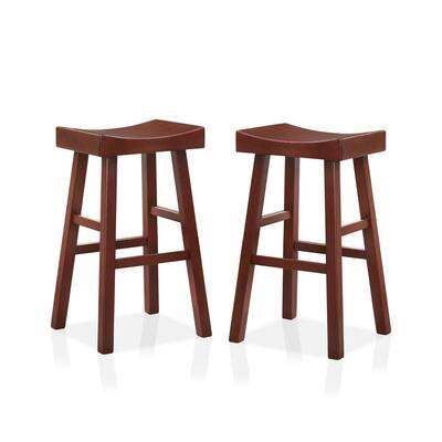 Renata Dark Cherry 29 in. H Rubber Wood Bar Stool (Set of 2)