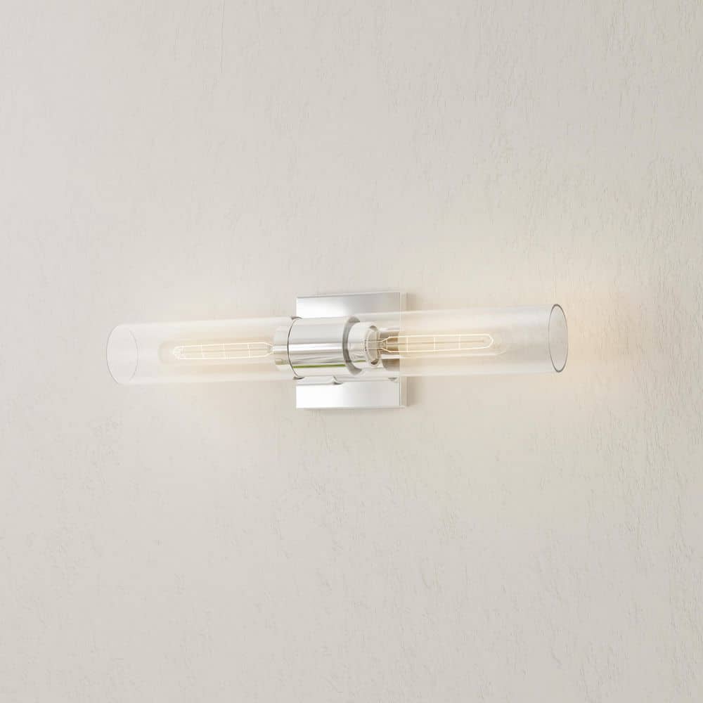 Clarion 2-Light Polished Chrome Clear Glass Modern Wall Light price history on PriceWatchPro