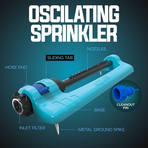 AQUA JOE 3400 sq. ft. Coverage Oscillating Sprinkler with Metal