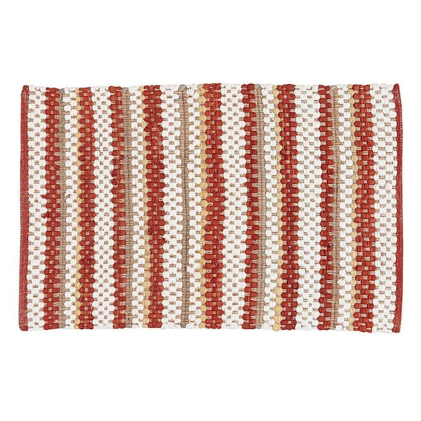 Kingswood Red and Cream Chindi Rag Rug 2 ft. x 3 ft.