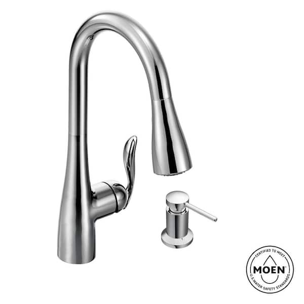 Arbor Single-Handle Pull-Down Sprayer Kitchen Faucet with Reflex and Soap/Lotion Dispenser in Chrome