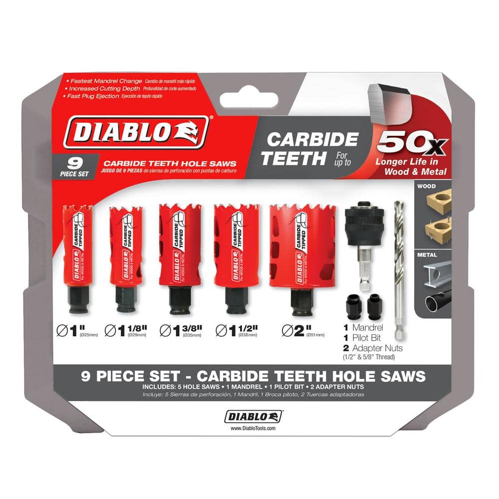 DIABLO General Purpose Carbide Hole Saw Set (9-Piece) DHS09SGPCT
