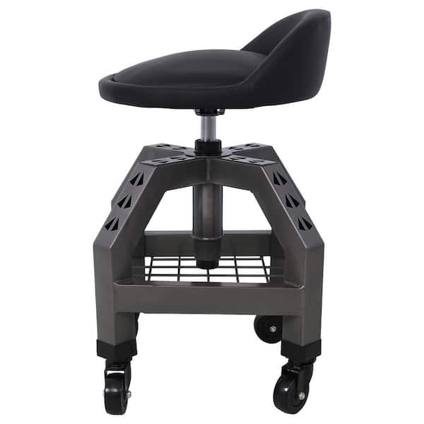 Ami Pneumatic 360 Swivel Stool Mechanics Rolling Creeper Seat Gray