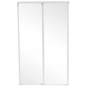 48 in. x 80 in. 230 Series Steel White Mirror Interior Sliding Door