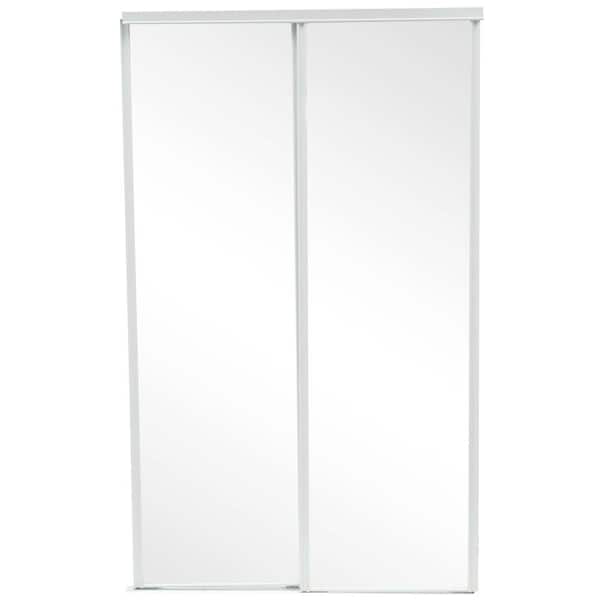 TRUporte 48 in. x 80 in. 230 Series Steel White Mirror Interior Sliding Door