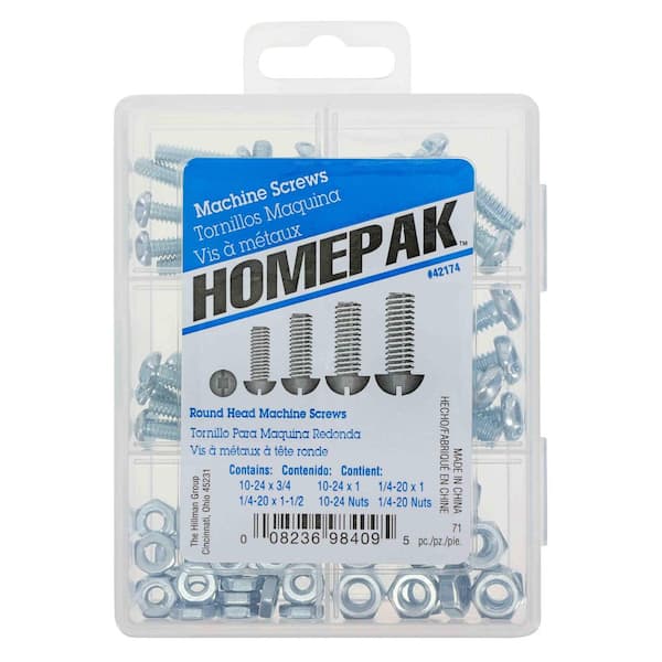 Hillman HOMEPAK Zinc Round Head Machine Screws with Nuts Assorted Kit (70-Pack)