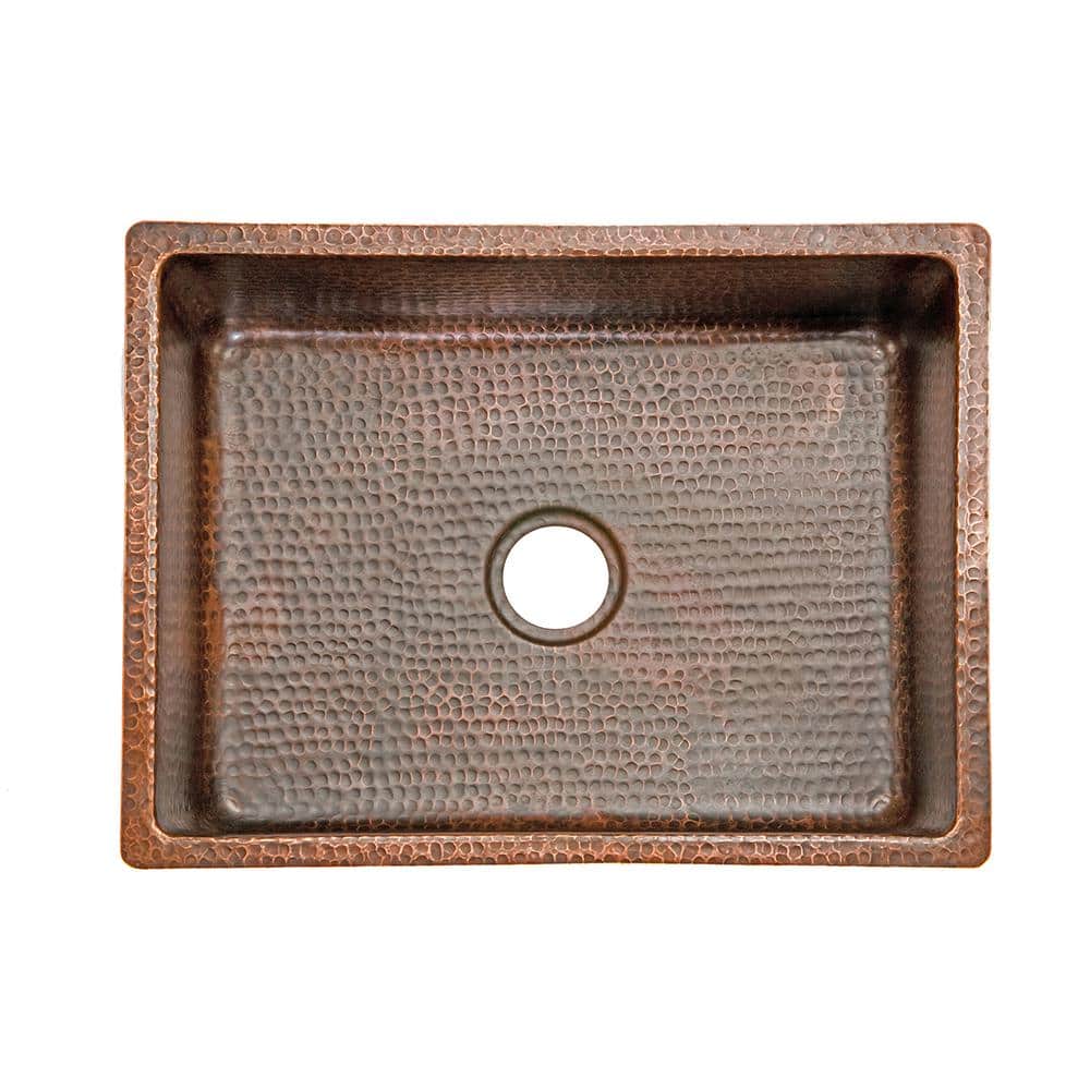 25" Hammered Copper Drop-In Single Basin Kitchen Sink