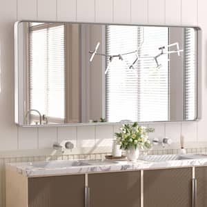 48 in. W x 30 in. H Rectangular Aluminum Framed Wall Mount Bathroom Vanity Mirror in Silver