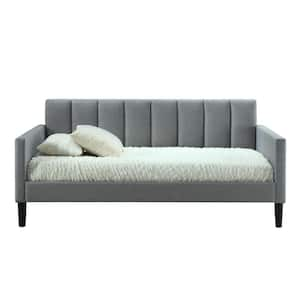 Bristol Twin Size Upholstered Panel Platform Gray Bed