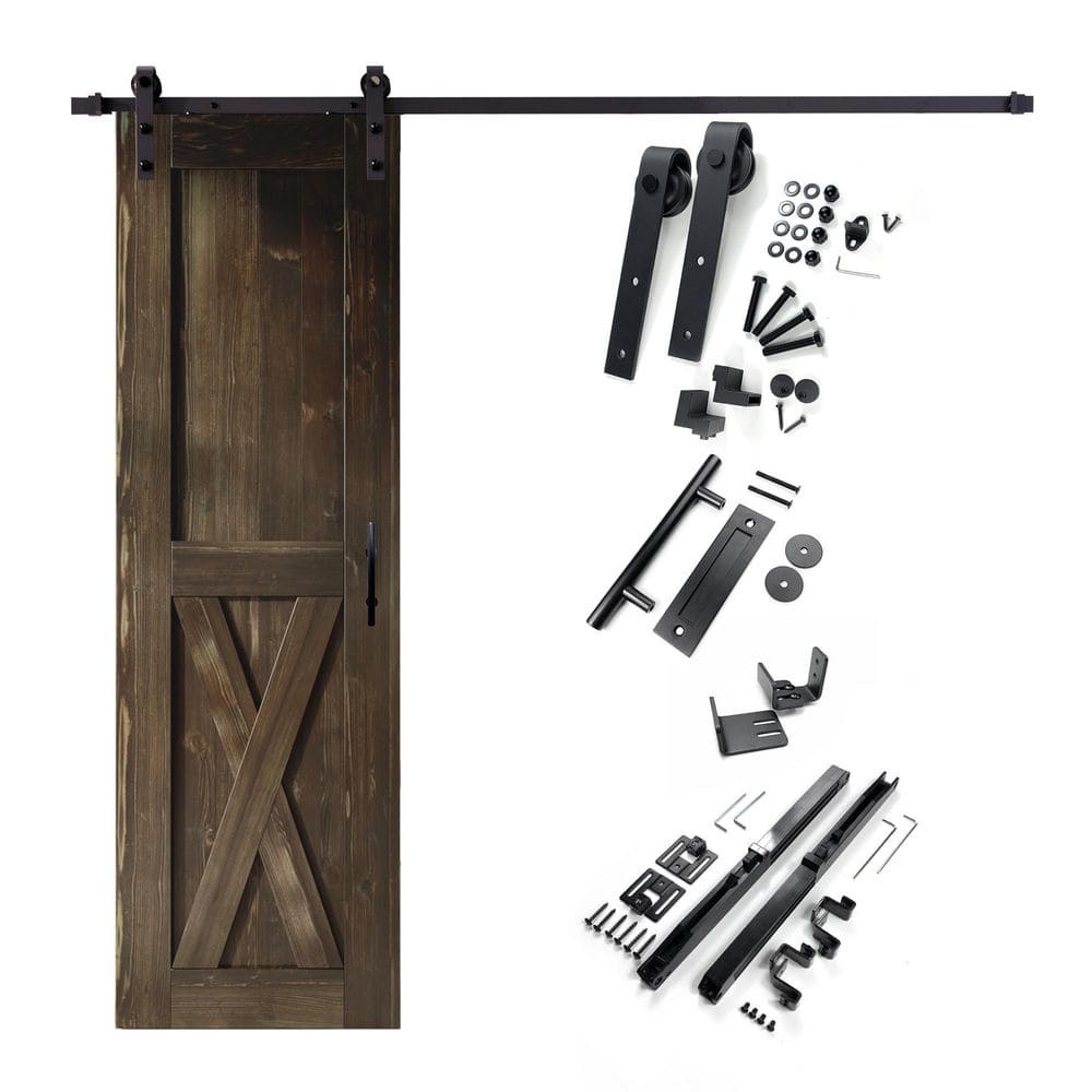 HOMACER 26 in. x 84 in. X-Frame Ebony Solid Pine Wood