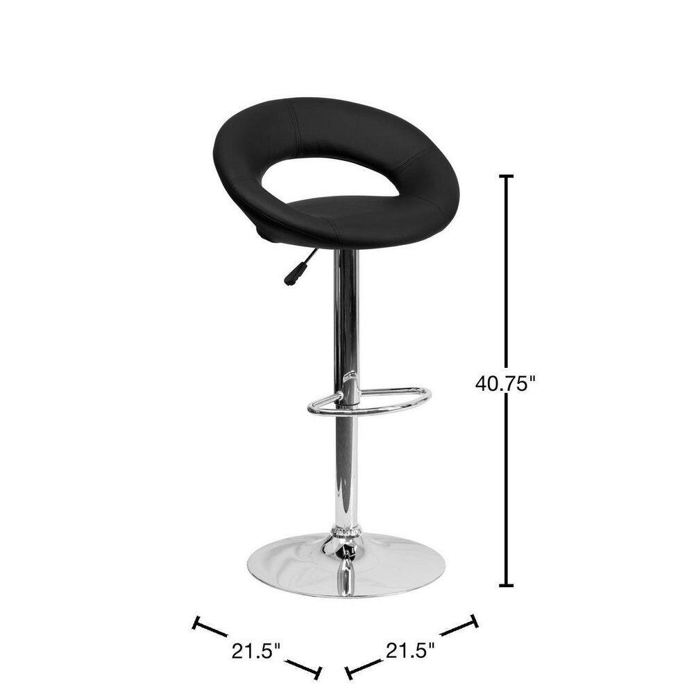 Orbit-Back Swivel Adjustable Stool in Black Vinyl with Chrome Base