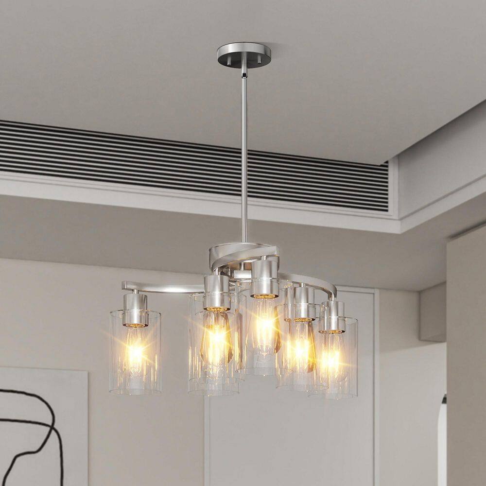 Avex 6-Light Chrome Modern Farmhouse Pendant Light with Clear Glass Shade, No Bulbs Included price history on PriceWatchPro