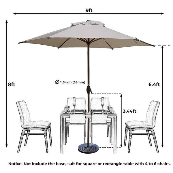 9 Ft Market Outdoor Patio Umbrella, Outdoor Table Umbrella Sizes