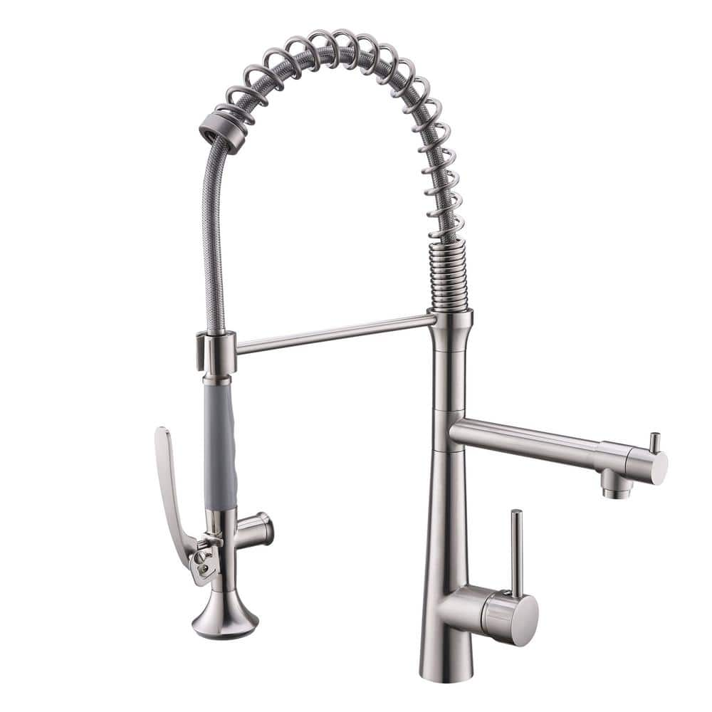 Single Handle Pull Down Sprayer Kitchen Faucet With Pot Filler In Brushed Nickel B C013n The 7209