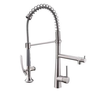 Single Handle Pull Down Sprayer Kitchen Faucet with Pot Filler in Brushed Nickel