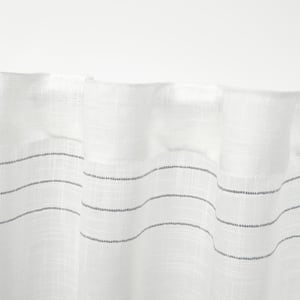 Demi Grey Horizontal Stripes Light Filtering Hidden Tab / Rod Pocket Curtain, 54 in. W x 63 in. L (Set of 2)
