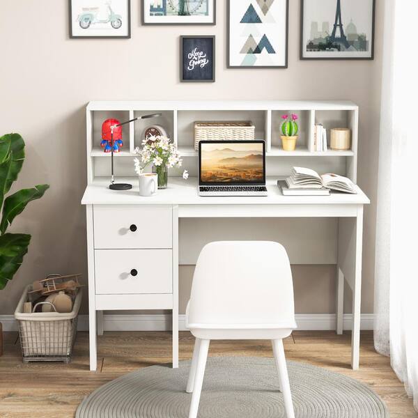 Costway 47 in. H Regular White Engineered Wood 2-Drawer