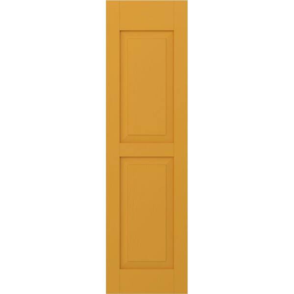 Ekena Millwork 12 in. W x 39 in. H Americraft 2-Equal Raised Panel Exterior Real Wood Shutters Pair in Turmeric