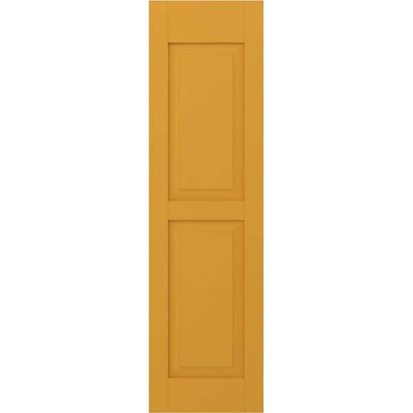 Ekena Millwork 15 in. W x 39 in. H Americraft 2-Equal Raised Panel Exterior Real Wood Shutters Pair in Turmeric