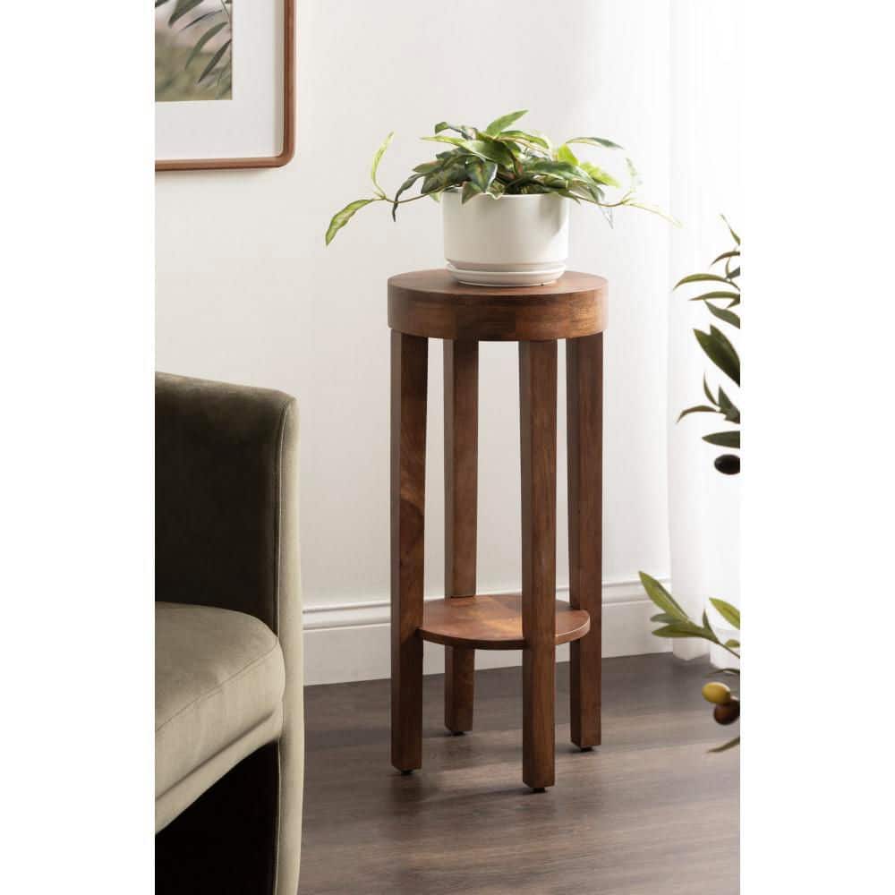 Talcott 12 in. Walnut Brown Round Solid Wood End Table - thumbnail 10