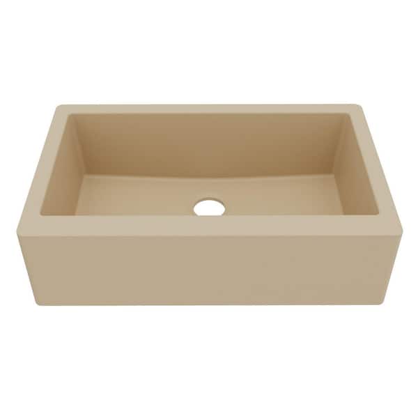 Farmhouse/Apron-Front Quartz/Granite Composite 34 in. Single Bowl Kitchen Sink in Bisque