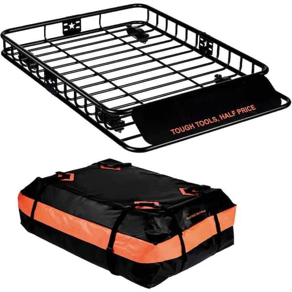SKYSHALO Roof Rack Cargo Basket, 51 in. L x 36 in. W Rooftop Cargo Carrier Cargo Bag, 200 lbs. Capacity Universal Rack Carrier