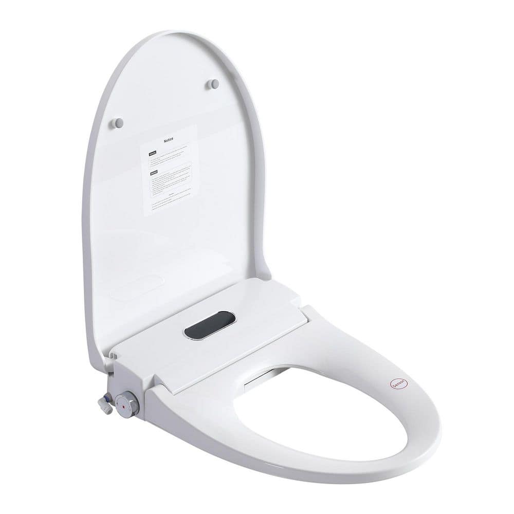 LUXSHERY Smart Bidet Toilet Seat with Side Knob Adjustable Heated Seat in White with Night Light, Only Seat, Sector Shape