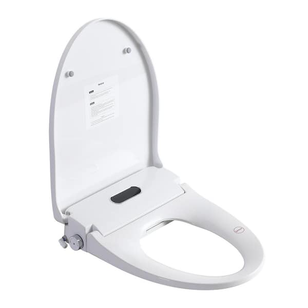 Smart Bidet Toilet Seat with Side Knob Adjustable Heated Seat in White with Night Light, Only Seat, Sector Shape