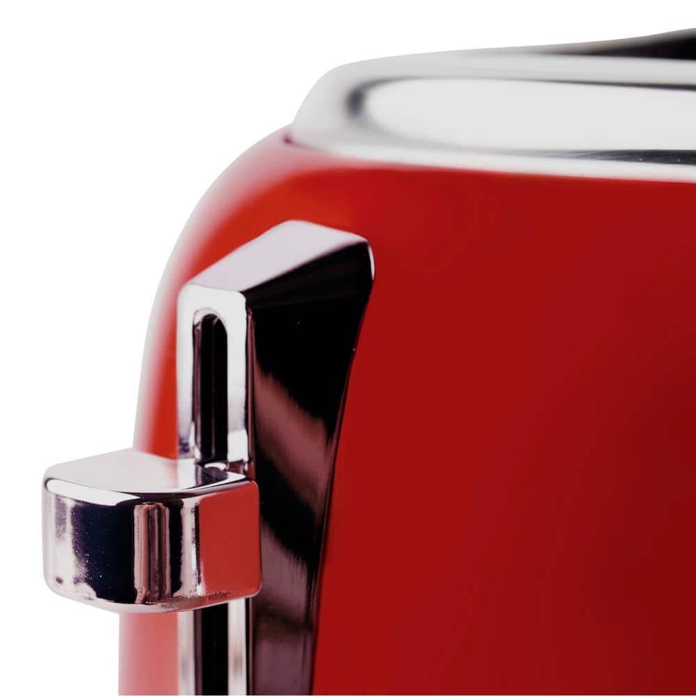 Rectory Red Stainless Steel 4-Slice Digital Toaster with Wide Slots
