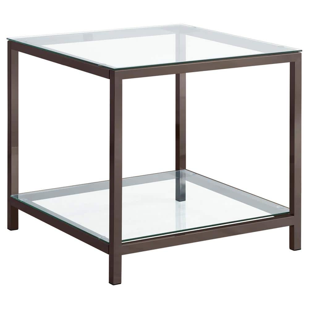 Silver Rectangular Metal and Glass End Table