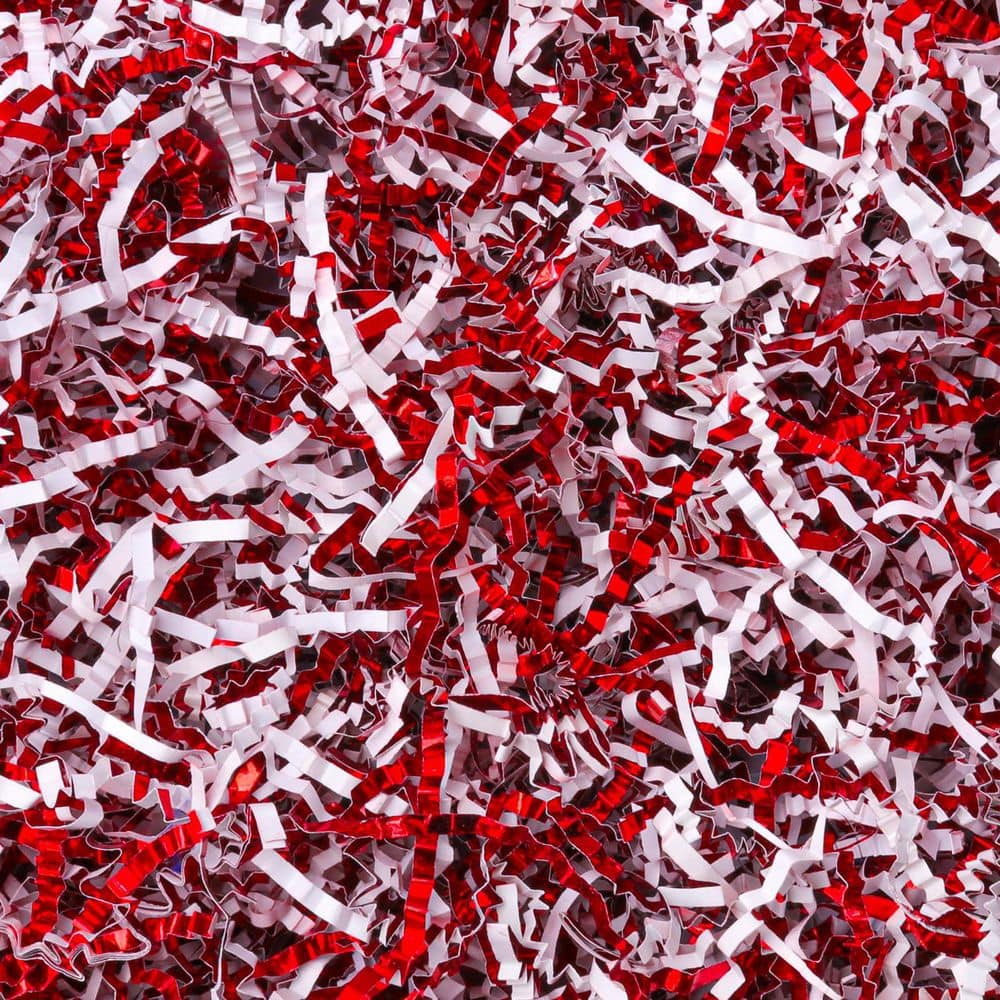 150g Red and White Crinkle Cut Paper Shred Filler Metallic Iridescent Gift Box Basket Filler for Gift Wrapping price history on PriceWatchPro