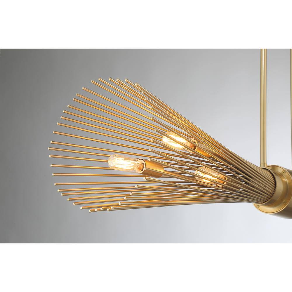 Burnished Brass 6-Light Linear Chandelier with Adjustable Height