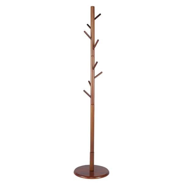 Unbranded Brown Wooden Tree Coat Rack Stand