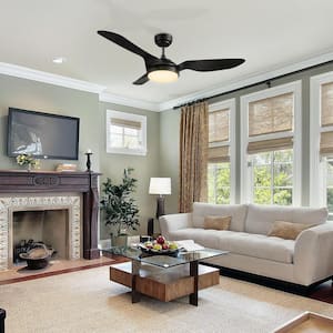 Falkirk 52 in. Integrated LED Indoor Black Smart Ceiling Fan with Light and Remote, Works with Alexa and Google Home