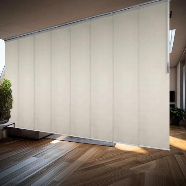 EMOH Pearlescent 130 in.- 175 in. W x 116 in. L Adjustable 8-Panel Satin Nickel Double Rail Panel Track with 23.5 in. Slates