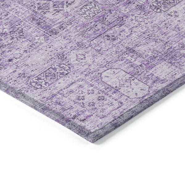 Lilac, Purple 3 ft. x 5 ft. Woven Floral Polyester Rectangle Indoor/Outdoor Area Rug