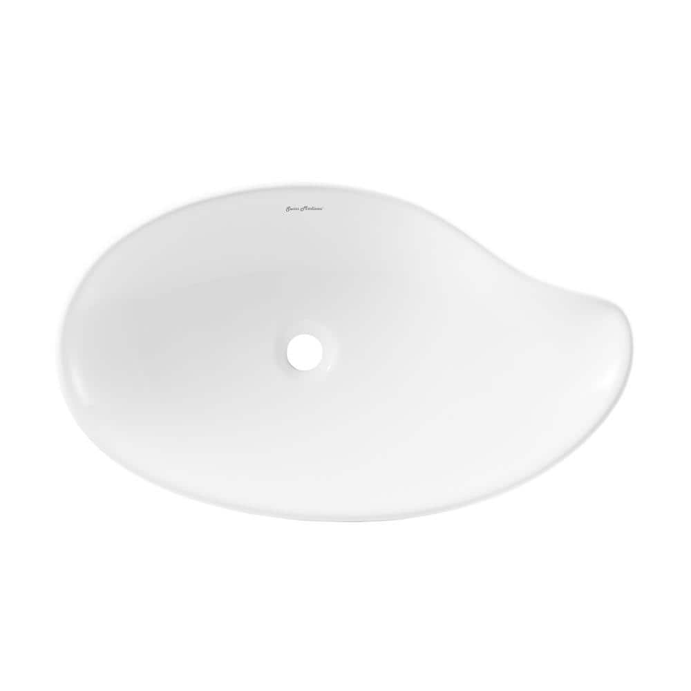 Elegant White Ceramic 25'' Above-Counter Vessel Sink
