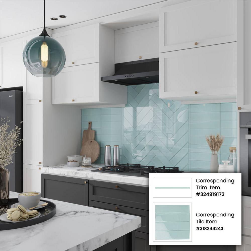 Cadet Blue Glossy Glass Subway Wall Tile 3" x 12"