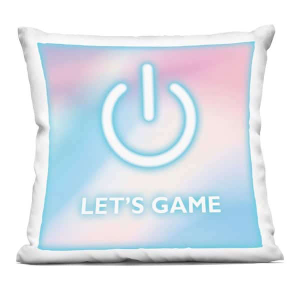 Stupell Industries Pastel Let's Game Power Symbol Blue Abstract Polyester 18 in. x 18 in. Throw Pillow