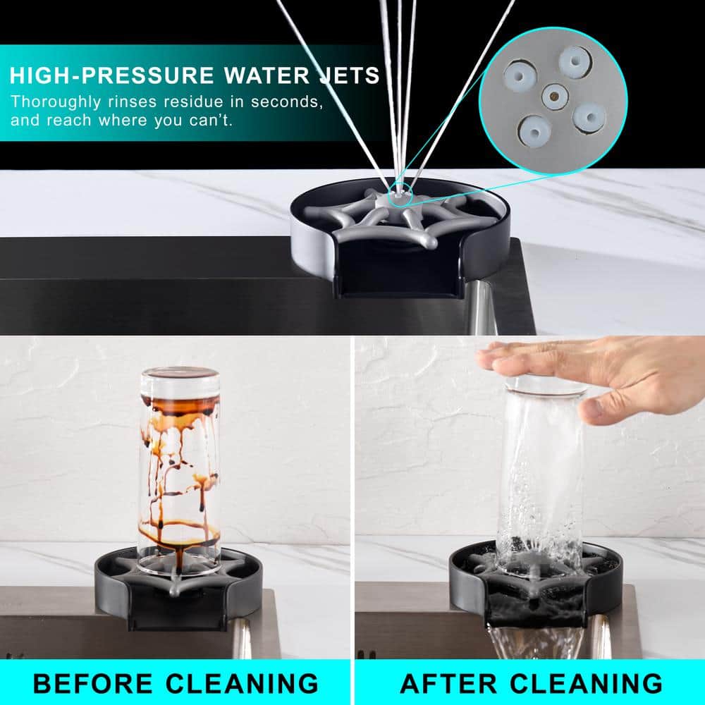 Matte Black Zinc Alloy Kitchen Sink Glass Rinser
