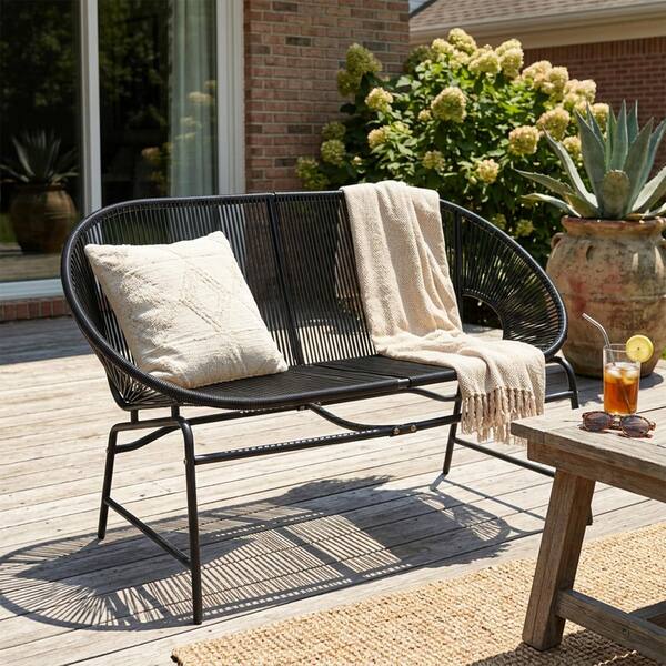LA TERRE SHOP SALON de BLACK 2個セット 52-inch Metal outdoor two-seater sofa, double Bench for patios