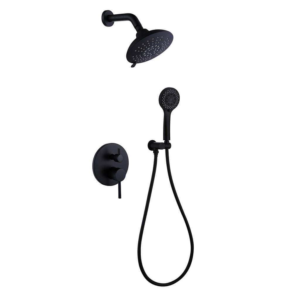 Fapully 2 Spray Singel Handle 6 In Rainfall Shower Faucet And Handheld   Matte Black Dual Shower Heads Faw Hs0146b 64 1000 